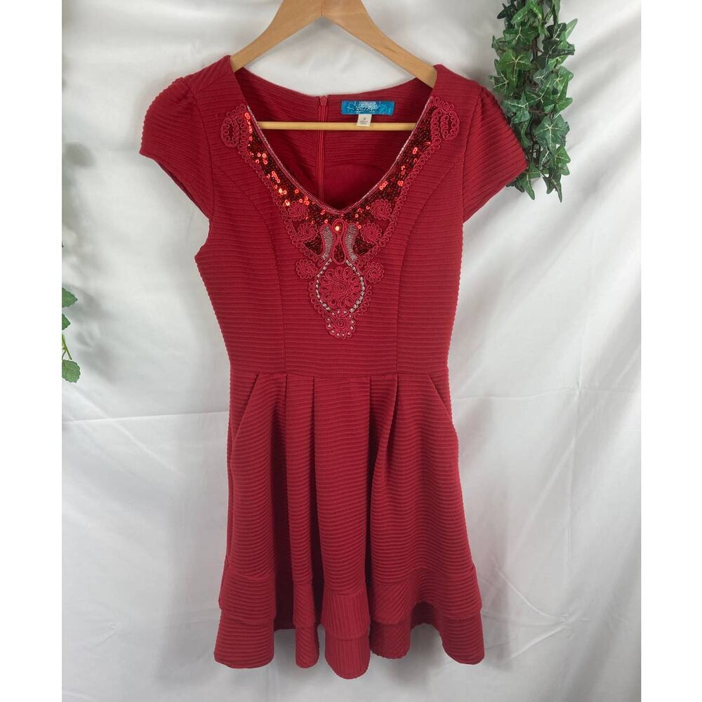 buttons by francescas ribbed short sleeve dress small
